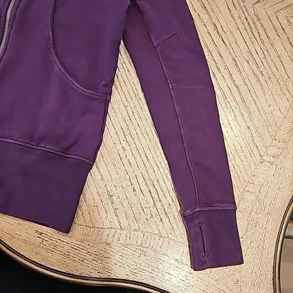 Purple zip up hooded Jacket w/ thumb holes SizeS - Picture 3 of 6